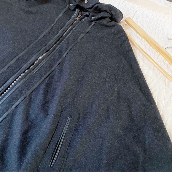 Wool Cape Jacket with Leather Details - Picture 6 of 9